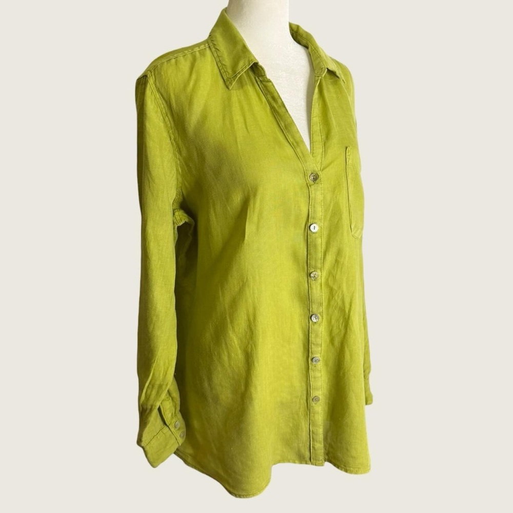Sigrid Olsen Chartreuse Button-Down Shirt
